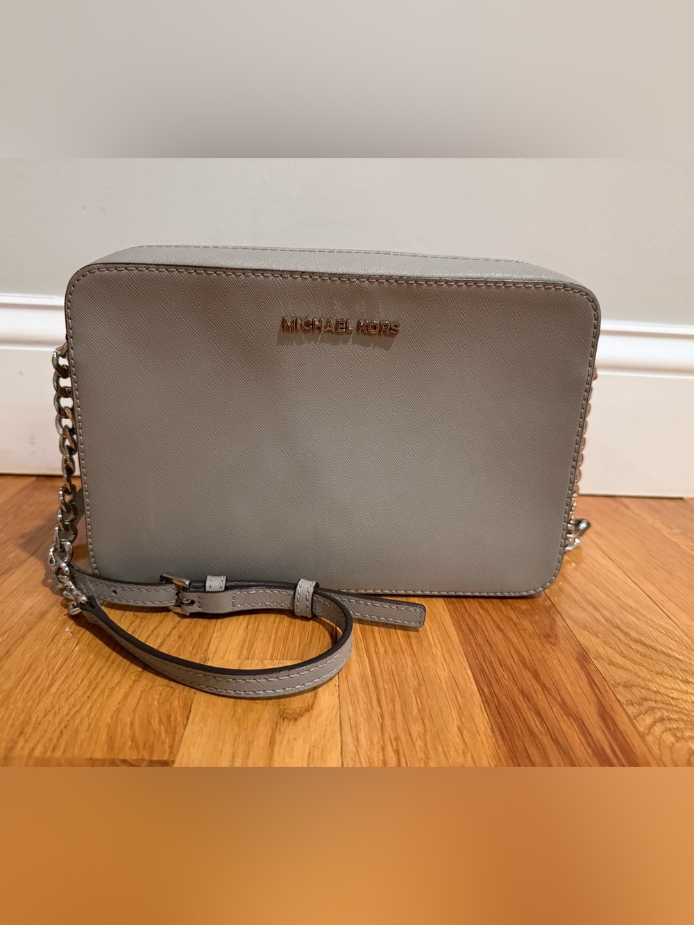 Michael Kors Men's Light Gray Belt Bag with Gold Logo